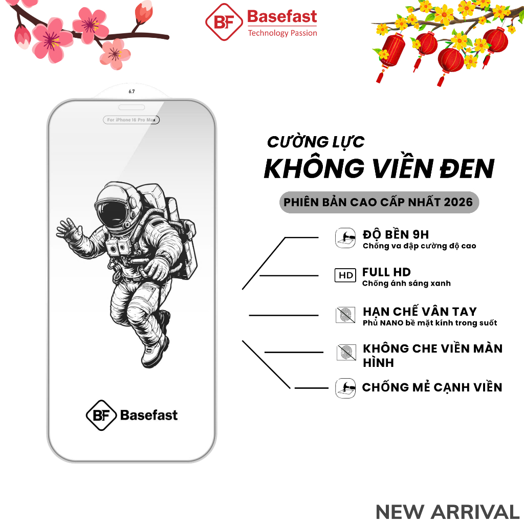 Kính cường lực Iphone không che viền Chính hãng Basefast