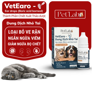 Dung dịch vệ sinh tai chó mèo VetEro Pet'Lab làm sạch giảm viêm ngứa rận tai 10ml/lọ