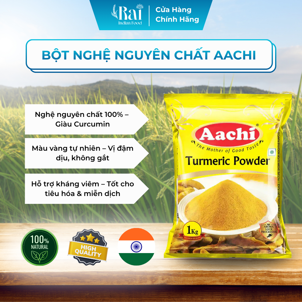 Bột Nghệ Ấn Độ Aachi Tumeric Powder 1kg | Rai Indian Food