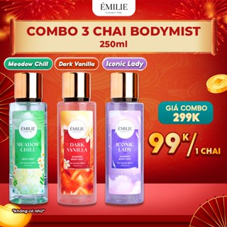 [COMBO RẺ HƠN] Combo 3 Bodymist ÉMILIE 250ml - Xịt Thơm Toàn Thân - Body Mist Nữ Khử Mùi - Lưu Hương Nước Hoa Sang Trọng