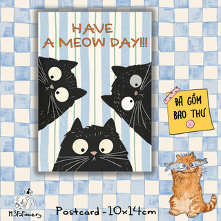 Thiệp Viết Tay Con Mèo Dễ Thương - Postcard Have A Meow Day - Bưu Thiếp Quà Tặng - Văn Phòng Phẩm 19