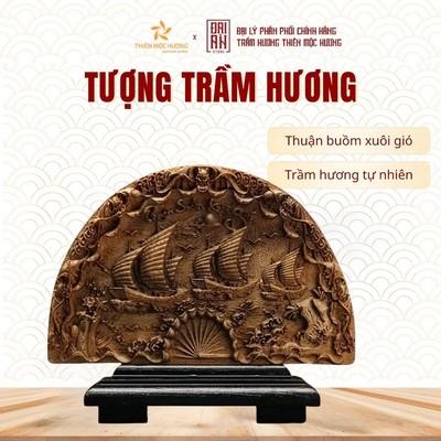Tượng Thuận buồm xuôi gió gỗ hương cao cấp Thiên Mộc Hương decor trang trí quà tặng phong thủy