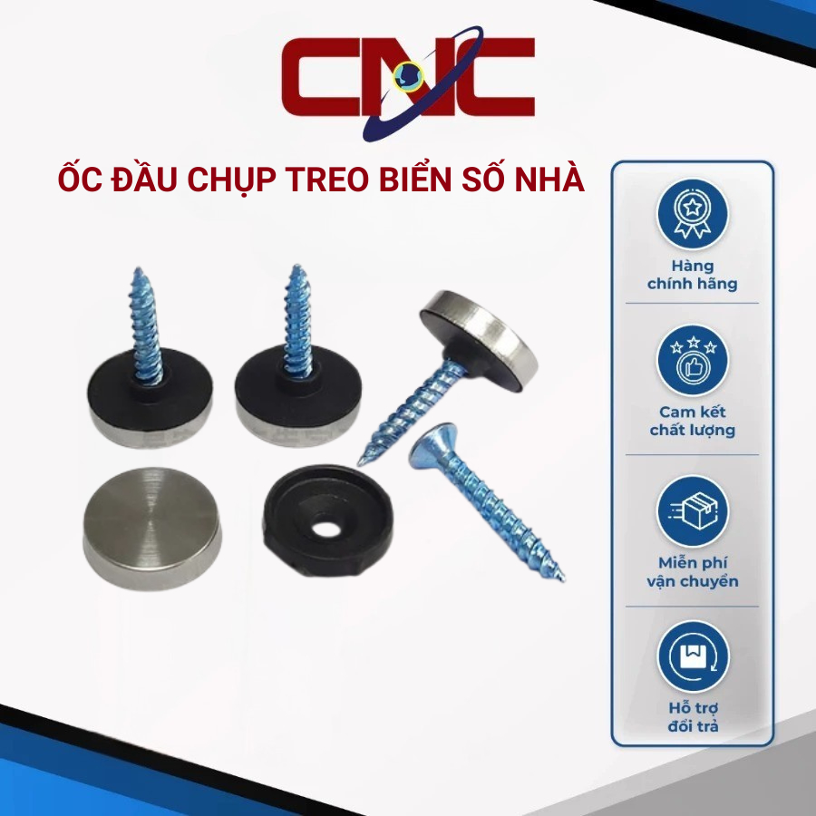 Ốc đầu chụp, bộ ốc đầu chụp giả ốc chân kính để treo biển số nhà, tranh ảnh