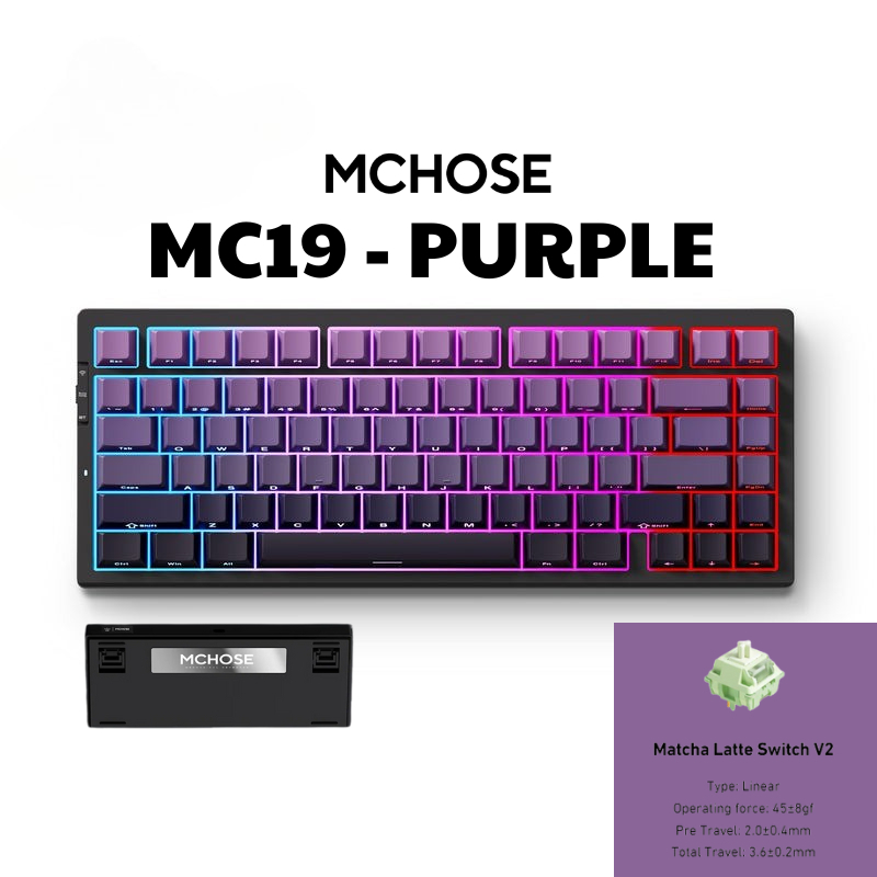 Bàn phím cơ không dây MCHOSE G75 - 3 mode - Led RGB - Gasket Mount - Mạch xuôi - Hotswap 5 pin