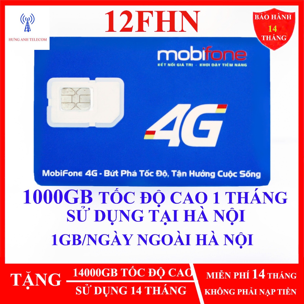 Sim 4G Mobifone 12MDT150 (có eSIM) SỬ DỤNG 12 THÁNG KHÔNG PHẢI NẠP TIỀN