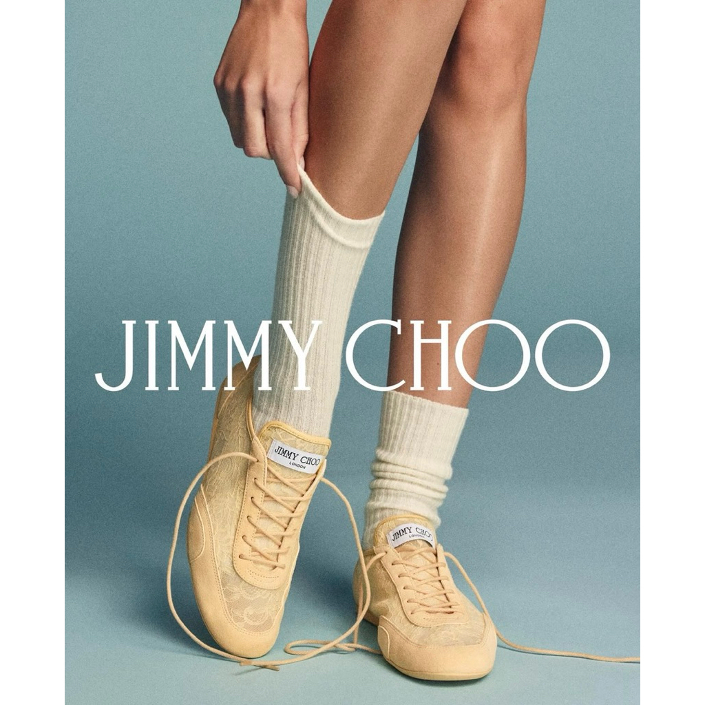 Giày Jimmy Choo Latte Leather Mix and Jimmy Choo Lace Low Top Trainers -sz 36