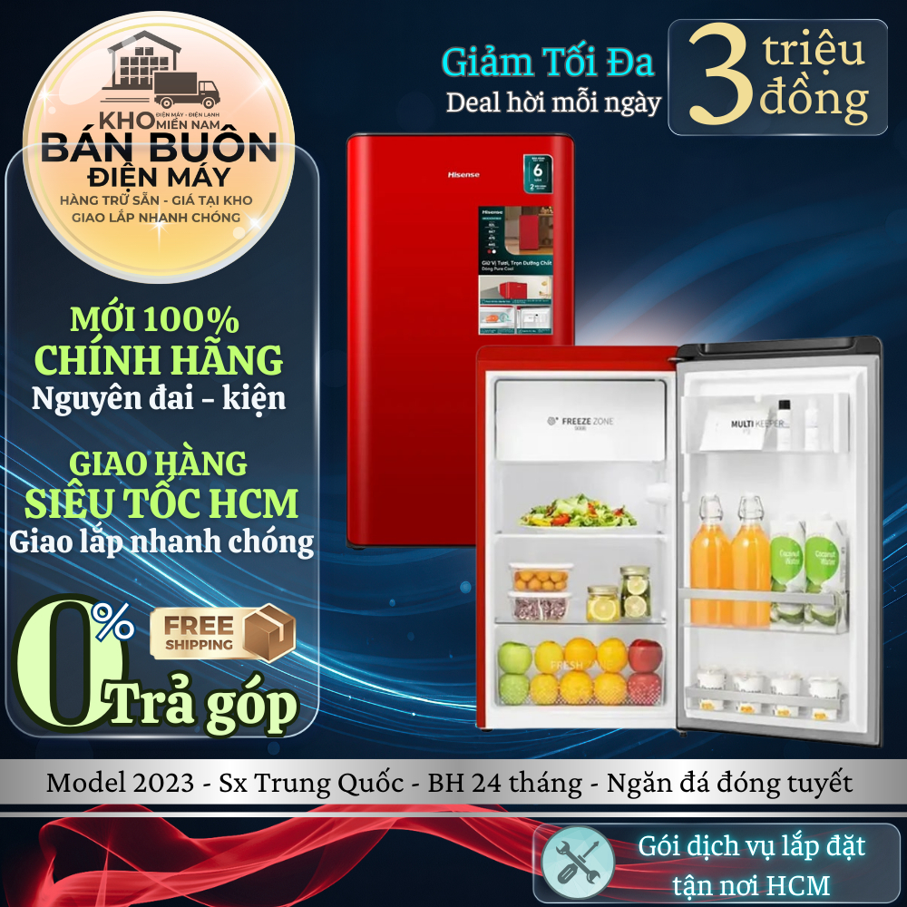 HR08DR Tủ lạnh mini 83 lít Hisense dùng cá nhân, tiết kiệm điện, có ngăn đông riêng HR08DR