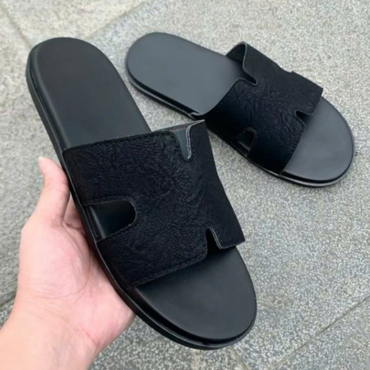 🔥HOT🔥 Dép Da Chữ H Bản Khâu Full Quai Bền Đẹp - Dép Quai Ngang Nam, Dép Lê Nam Chữ H Hot Hit