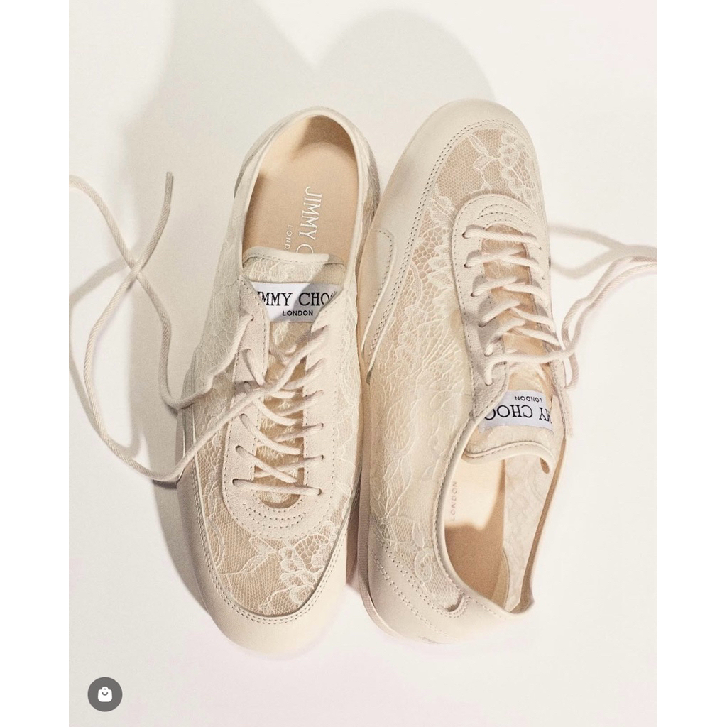 GIÀY  JIMMY CHOO Latte Leather Mix and Jimmy Choo Lace Low Top Trainers -size 36, 37,38