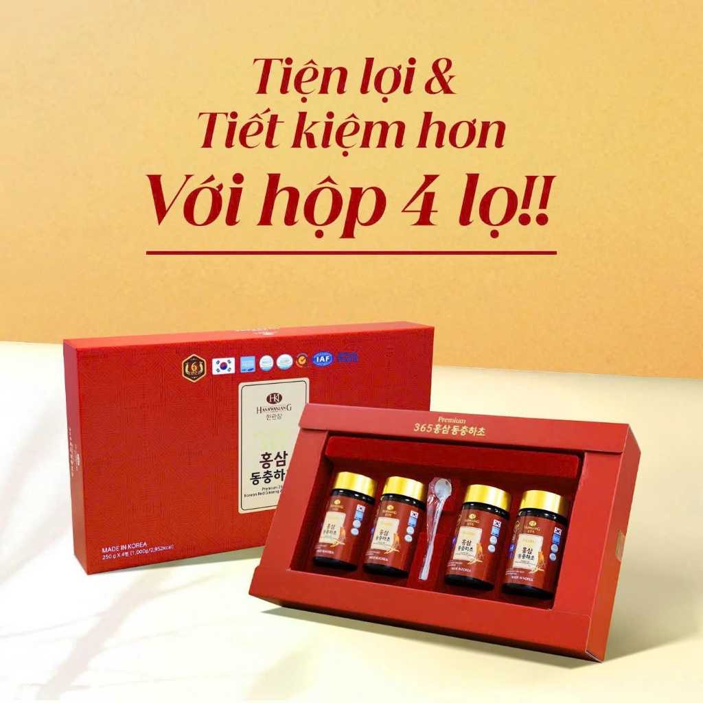 U77_ Thực phẩm bổ sung Premium 365 Korean Red Ginseng & Cordyceps