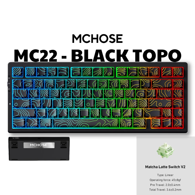 Bàn phím cơ không dây MCHOSE G75 - 3 mode - Led RGB - Gasket Mount - Mạch xuôi - Hotswap 5 pin