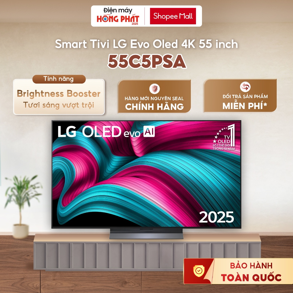 Smart Tivi LG 55 Inch OLED evo AI C5 4K 55C5PSA [Giao-Lắp HCM]