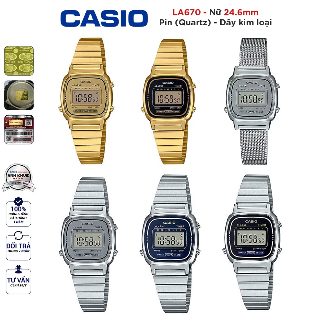 Đồng hồ dây kim loại nữ Casio Anh Khuê Series LA670 Chính hãng