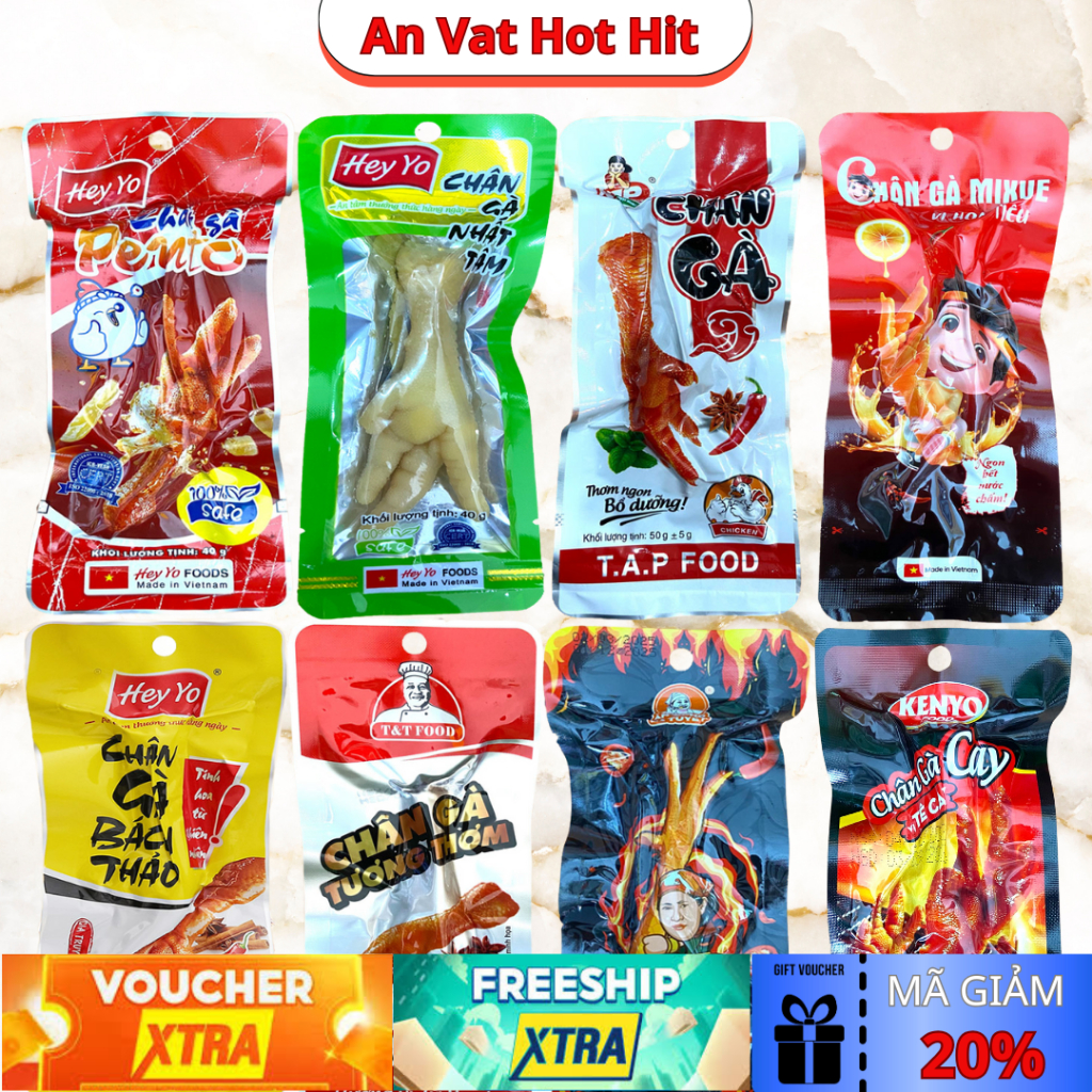 Combo 5 cái Chân gà Cay ăn liền các loại Bách Thảo Tứ Xuyên Ớt Xanh Tapfood Kenyo Bà Tuyết