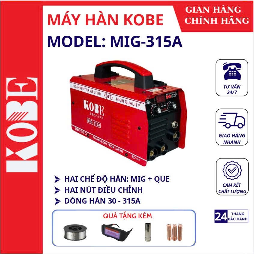 Máy Hàn Mig Nhật KOBE MIG 315A Sử Dụng Cuộn Dây Hàn Không Cần Khí 1kg Chuyên Thợ Và Gia Đình