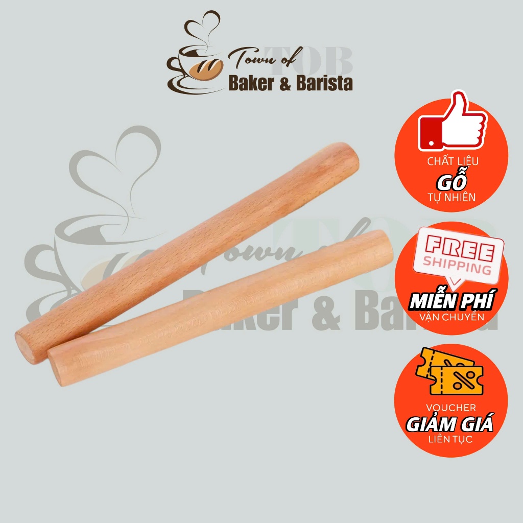 Cây Lăn Bột Gỗ Thẳng 28cm - Cây Cán Bột Bánh mì, Vỏ Bánh Pizza, Bánh Quy, Vỏ Bánh Trung Thu - Dụng cụ làm bánh