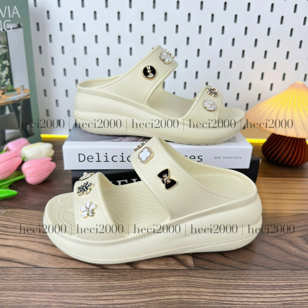 Dép Cross Sandal Crush form Hàn xinh tặng hình gắn [ sandal 2 Quai 7cm]