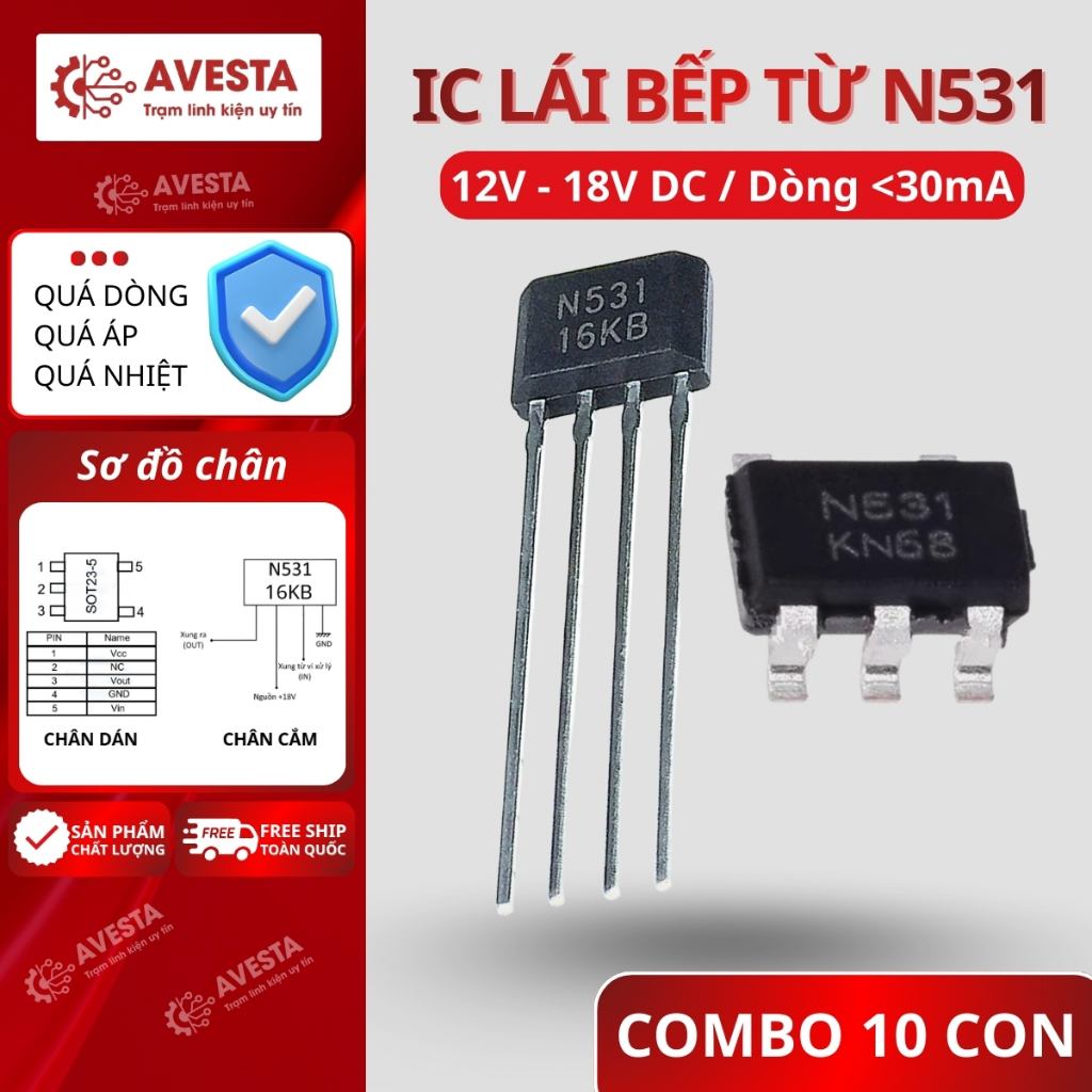 Combo 10 con N531 lái IGBT bếp từ Avesta