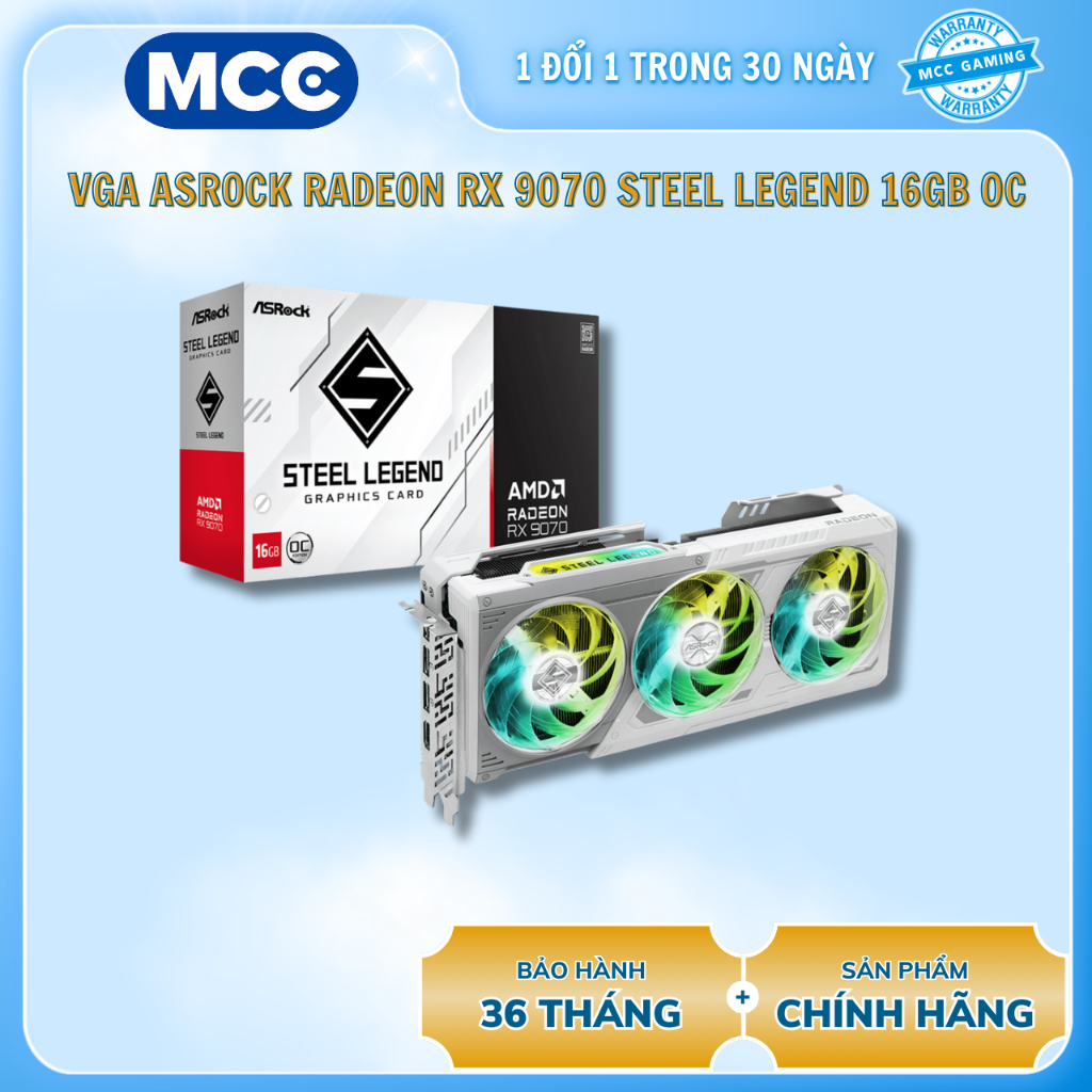 VGA ASROCK AMD Radeon RX 9070 Steel Legend 16GB OC ( RX9070 SL 16GO )