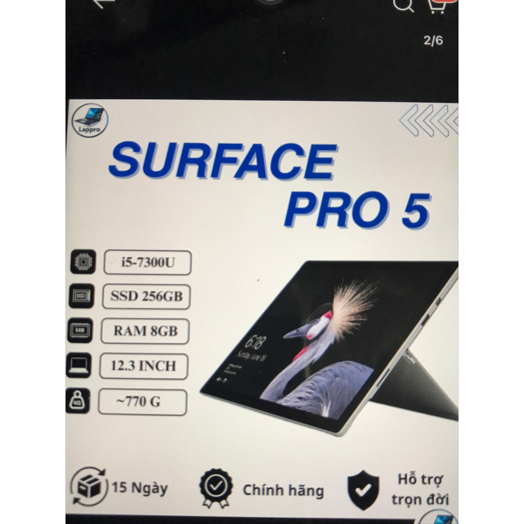 Micorsoft Surface Pro 5 core i5-7300u/ ram 8GB/ssd 256Gb