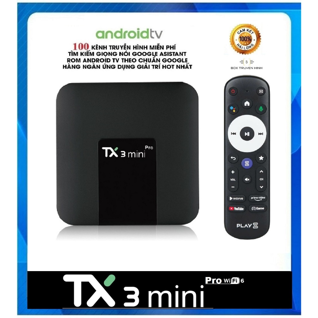 Android TV Box TX3Mini Pro H618, Wifi 6, Android TV 12, Remote giọng nói, Ram 2GB, Bộ nhớ trong 16GB