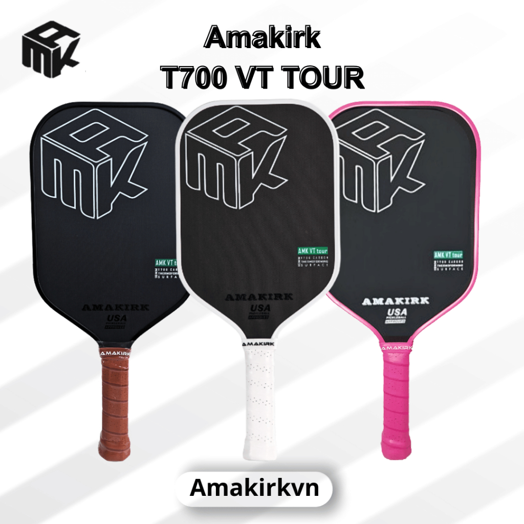 Vợt Pickleball AMAKIRK T700 VT TOUR 14mm/16mm – Carbon T700 Cao Cấp, Kiểm Soát Chính Xác & Tạo Xoáy 