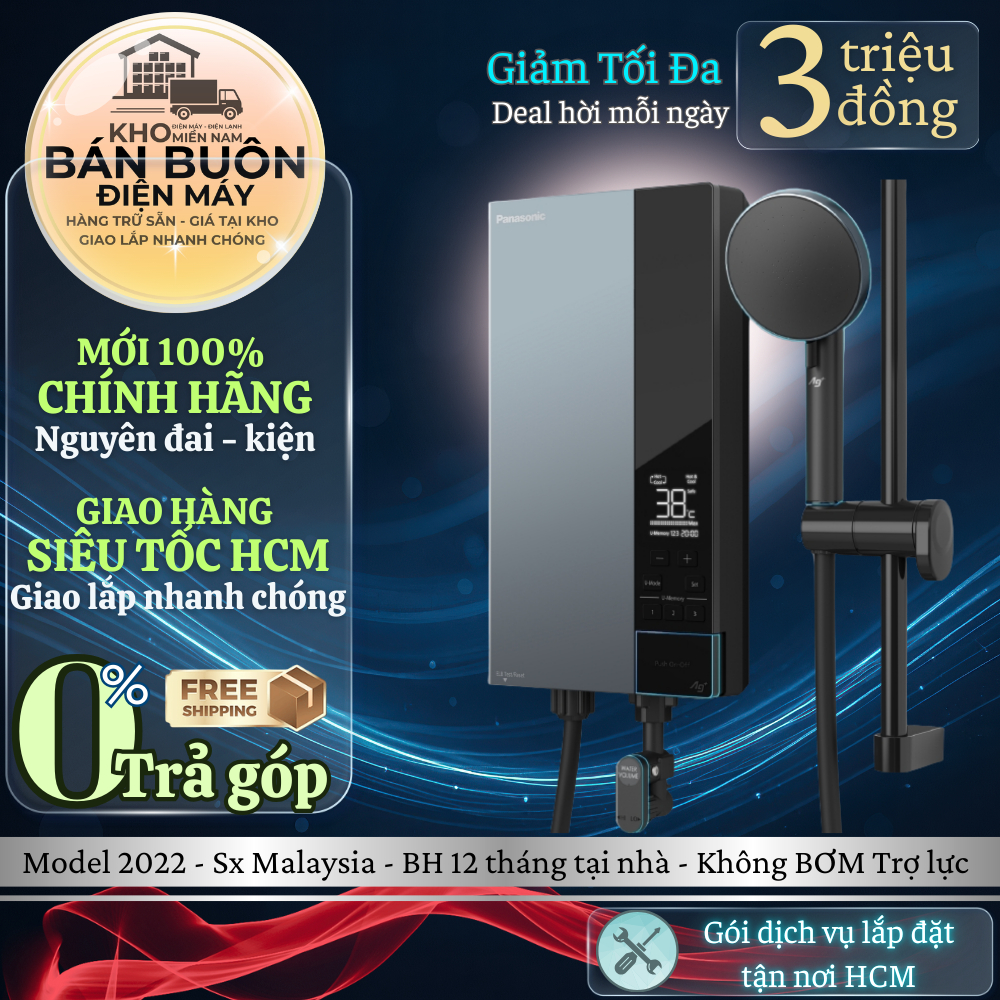 Máy Nước Nóng Trực Tiếp Panasonic DH-4UD1VZ 4500W, Vòi Sen Ag+, An Toàn Tuyệt Đối, Thiết Kế Gọn Nhẹ