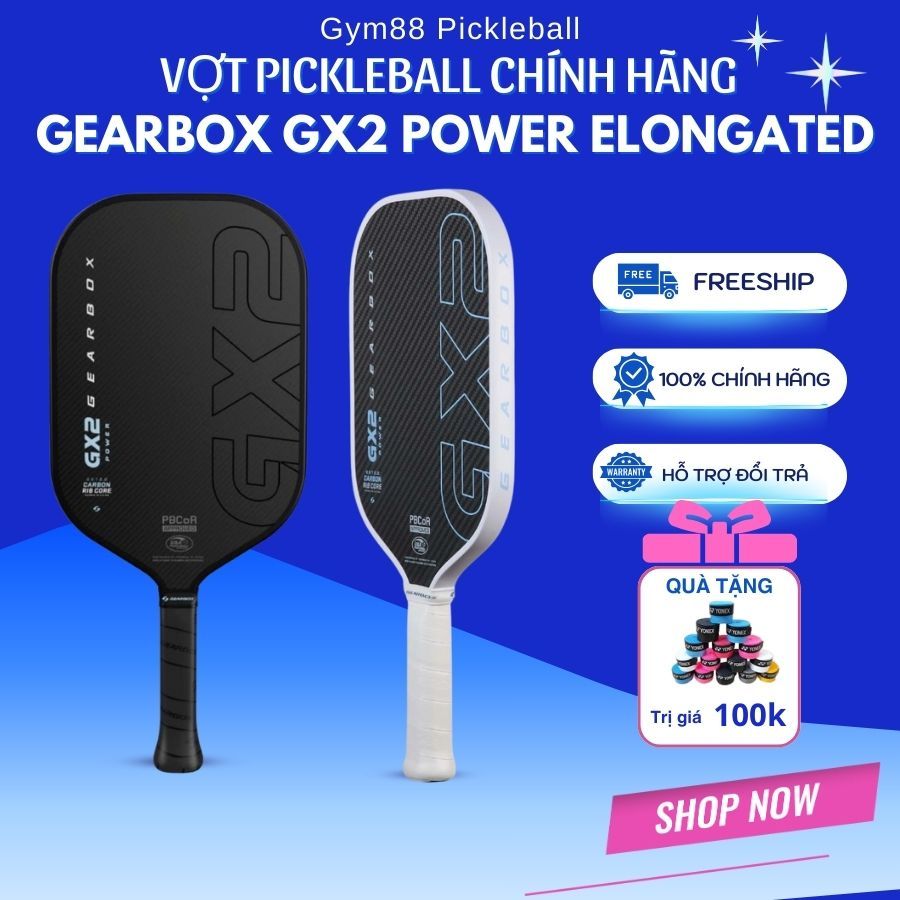Vợt Pickleball Gearbox GX2 Power Elongated -Hibrid Chính Hãng – Vợt Pickleball Sức Mạnh Cao và Kiểm 