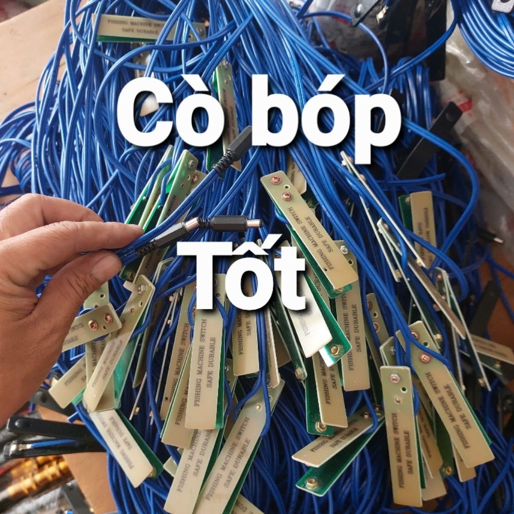 Cò bóp tốt phíp thủy tinh 2m , cò bóp máy điện tử và máy cơ , jack 5.5 li , công tắt