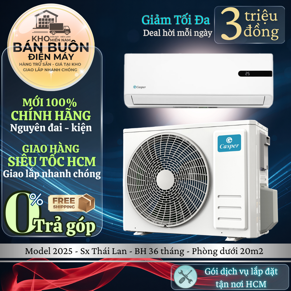 GC-12IB36 | Điều hòa Casper 1 chiều Inverter, 12.000 BTU, iClean, Turbo, 2025, Thái Lan | GC-12IB36