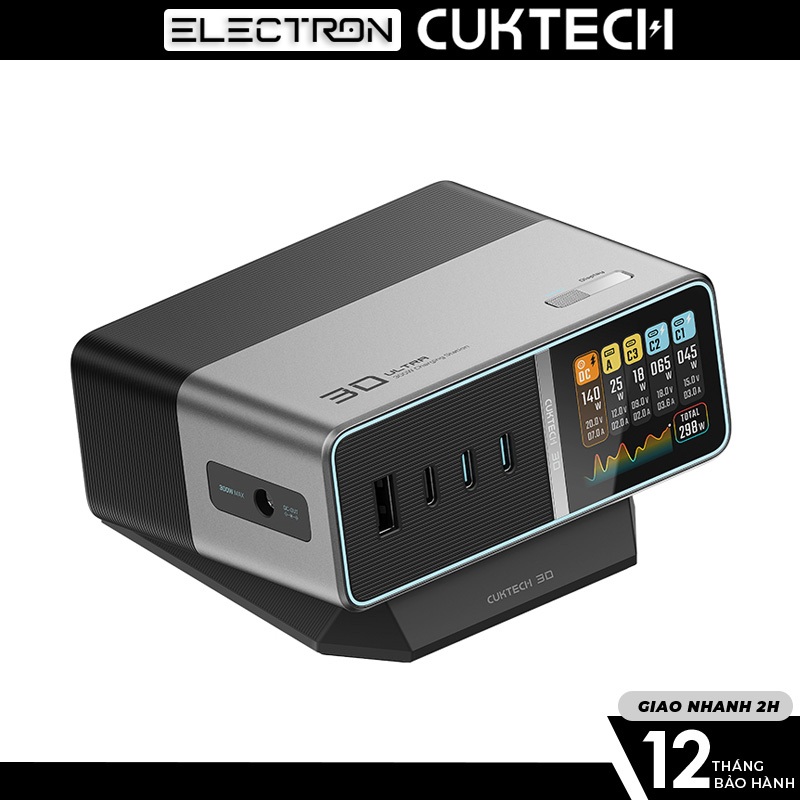 Trạm sạc CUKTECH 30 Ultra 300W GaN Desktop Charger – TA3005U