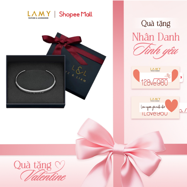 [BST Valentine 2026] Vòng tay nam nữ Lyz and Liam Classic L&L Cuff - Gift Box Hộp quà tặng nơ đỏ & k