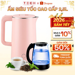 Ấm Đun Siêu Tốc Dung tích 2.5L, Công suất 1500W Nhanh Sôi Công Nghệ Inverter Chống Bỏng, Nóng