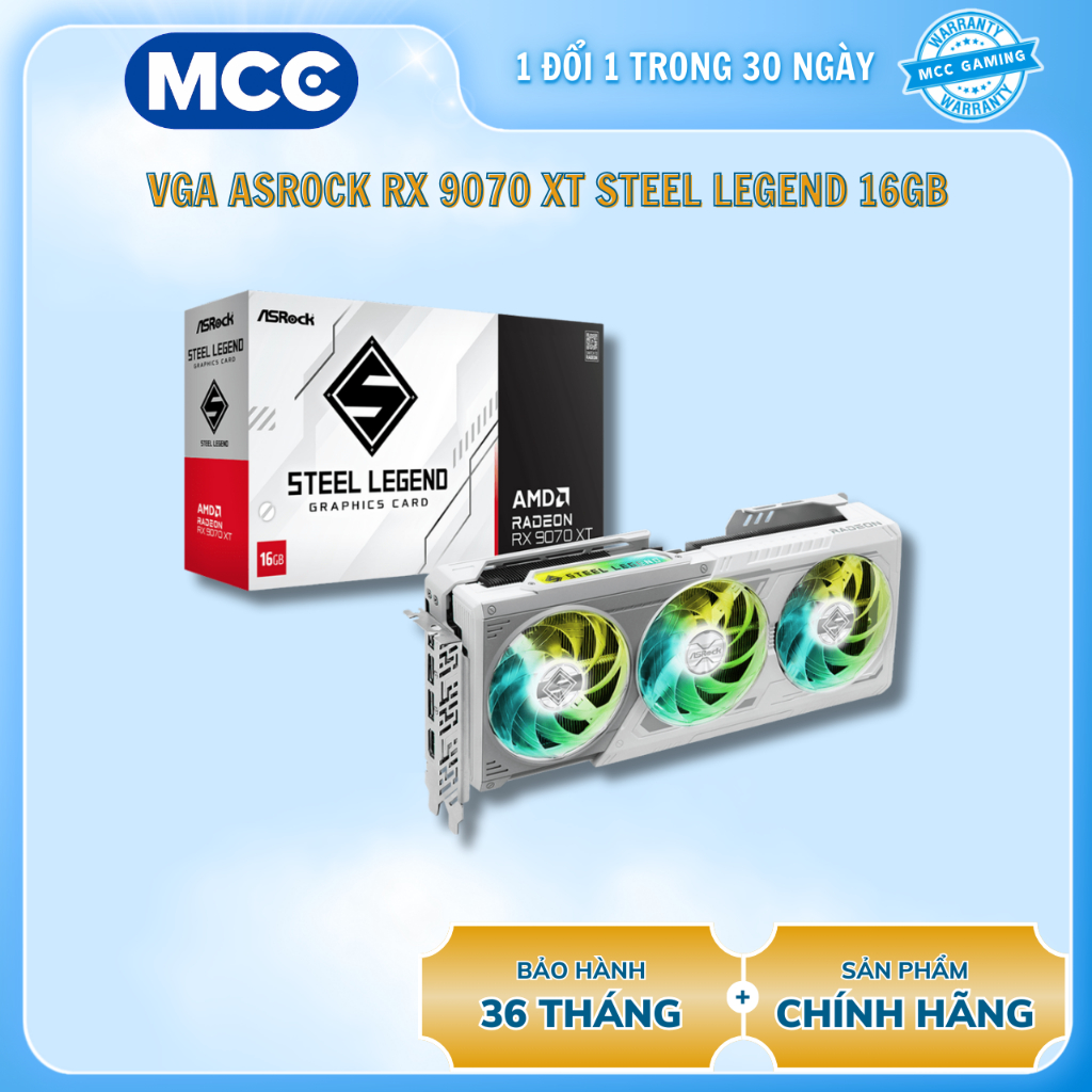 VGA ASRock AMD Radeon RX 9070 XT Steel Legend Dark 16GB (RX9070XT SLD 16G)