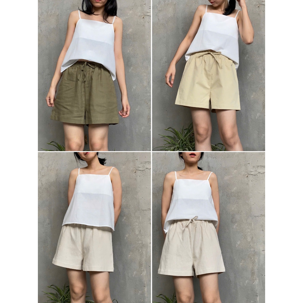 Quần short linen lưng thun - có dây rút