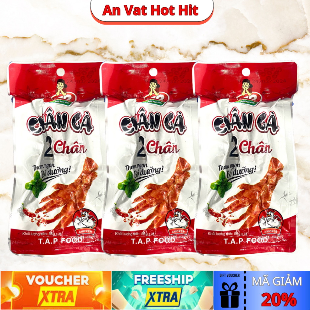 Combo 10 gói chân gà cay ăn liền hiệu Tapfood chân đôi mỗi gói 2 chân,vị tê cay thơm ngon dai giòn
