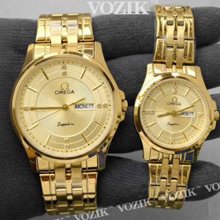 Đồng hồ cặp đôi OM 2 lịch máy pin chuẩn Nhật. Kính sapphire. Chống nước tốt
