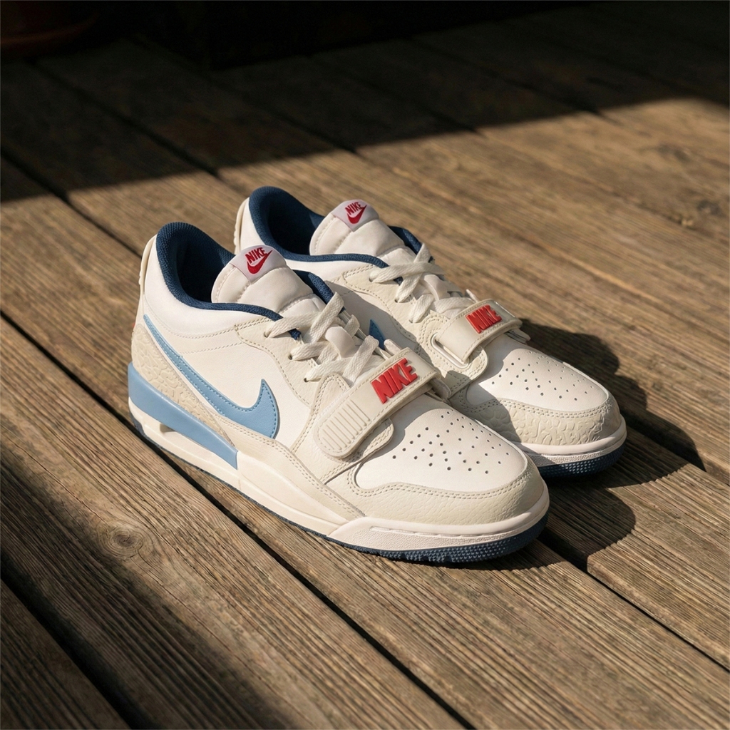 Giày Jordan Legacy 312 Low White Blue (Trắng Xanh) - Có Quai Dán Thể Thao - Bản Best Quality Full Bo