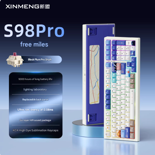 (sẵn tùy màu) Bàn Phím Cơ Xinmeng X98 Pro v2 | Ultra | S98 Pro - 3 Mode - Led RGB - Mạch Xuôi - APP 