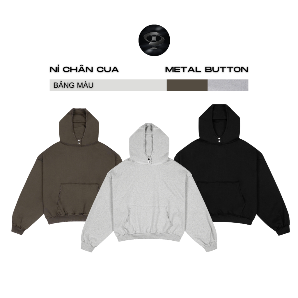 Bad Choices | Áo Hoodie nỉ chân cua METAL BUTTON mài rách form Boxy