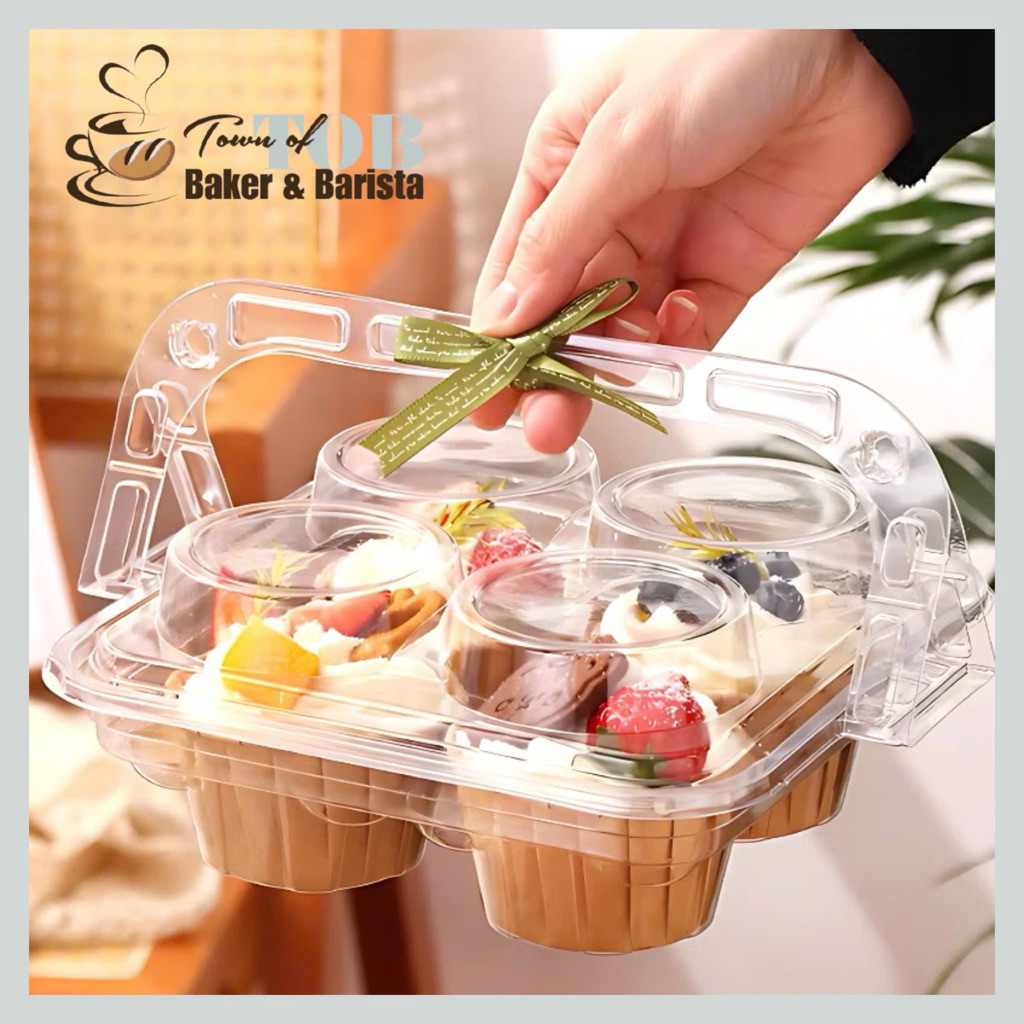 50-100 HỘP NHỰA QUAI XÁCH ĐỰNG BÁNH CUPCAKE, BÁNH TART, CHOCOLATE  - The Cake Box