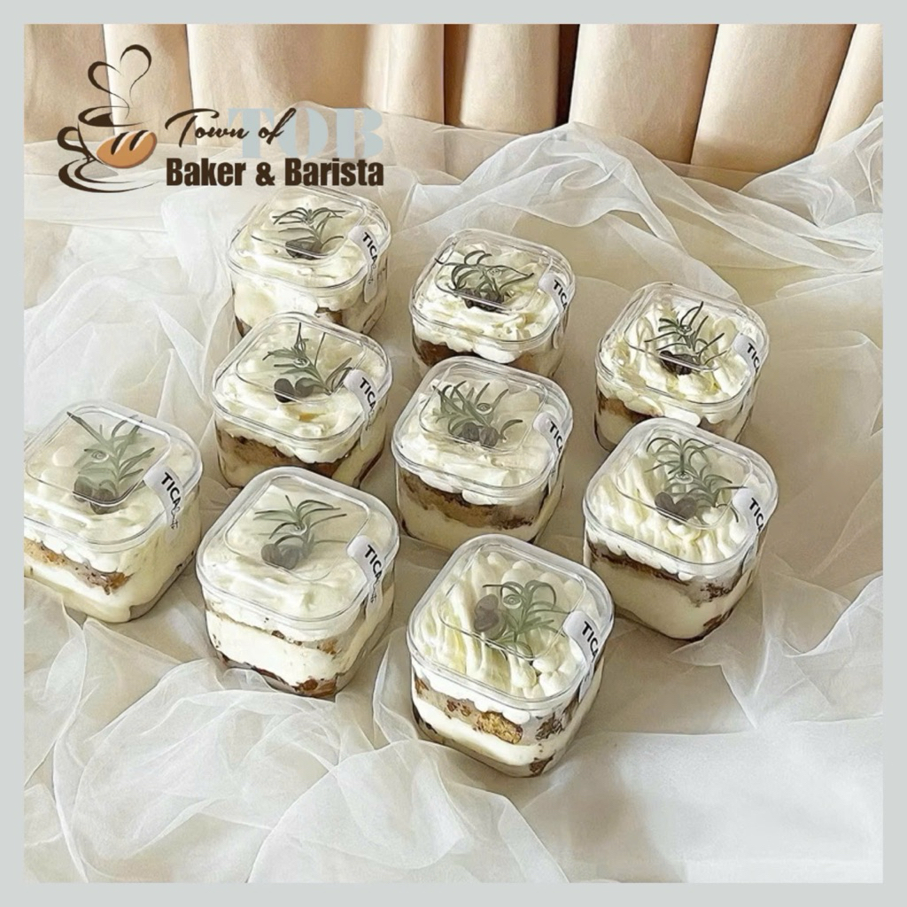 10 Hộp Mica Đựng Bánh Lạnh, Mousse, Tiramisu, Red Velvet Sang Trọng [GD2013]