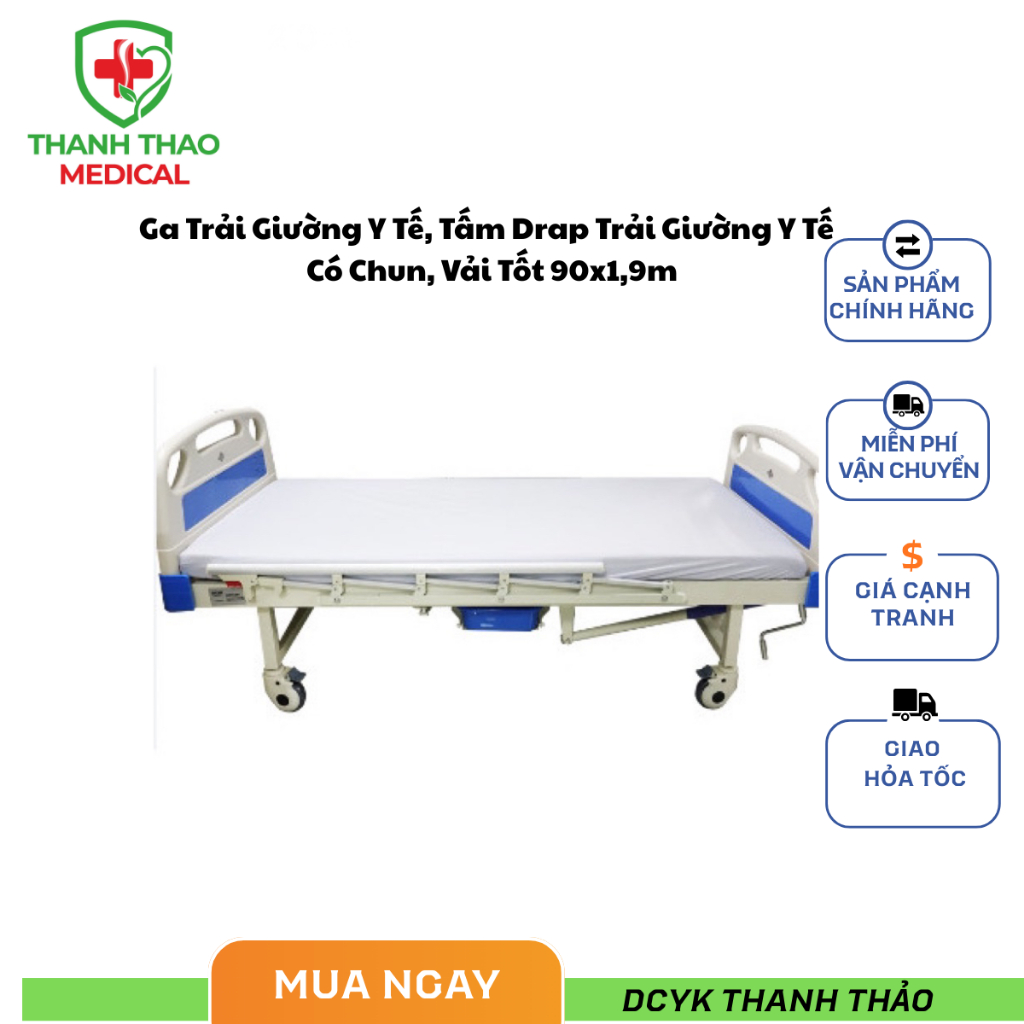 Ga Trải Giường Y Tế, Tấm Drap Trải Giường Y Tế, Giường Spa Có Chun, Vải Tốt 90x1,9m