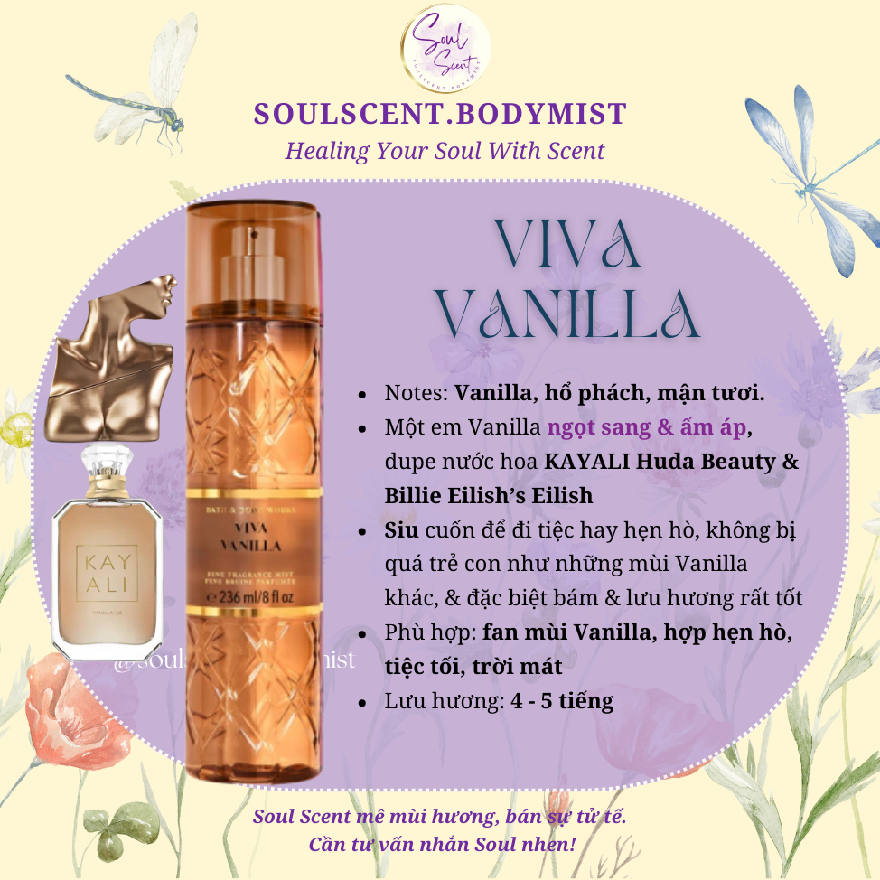 VIVA VANILLA Body mist xịt thơm nước hoa toàn thân Bath & Body Works (AUTH Mỹ) | Soul Scent