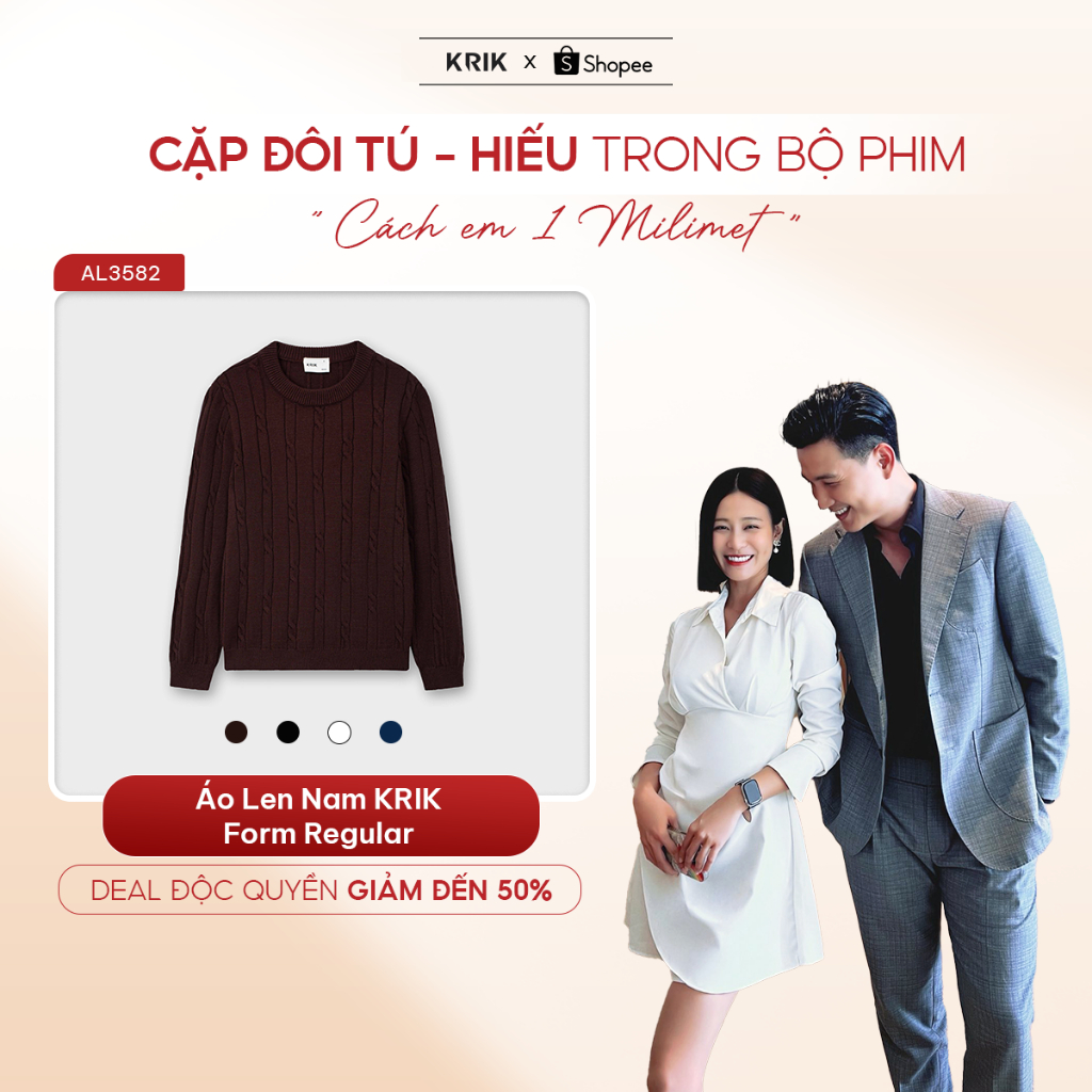 Áo Len Nam KRIK Form Regular Chất Liệu Len Ấm Mịn Thiết Kế Vặn Thừng Khỏe Khoắn AL3582