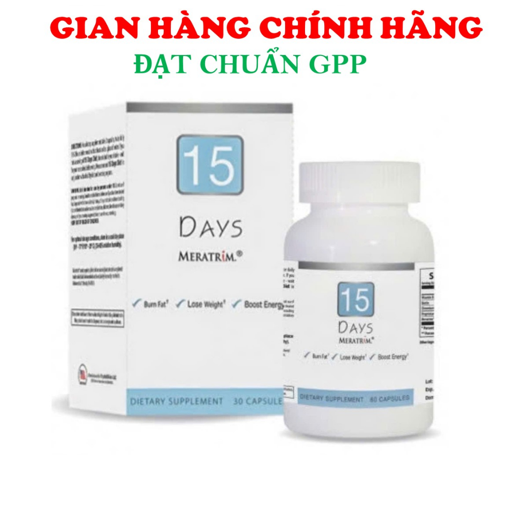 Meratrim Thực phẩm bảo vệ sức khỏe 15 Days Meratrim Hộp 60 Viên Nhập khẩu Mỹ