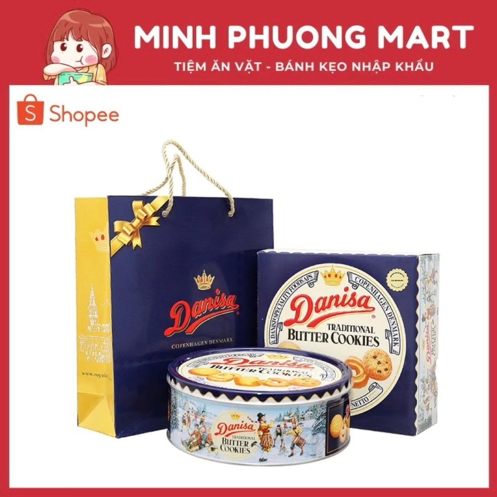 (Hoả Tốc) Bánh quy bơ Danisa hộp thiếc 454g - 681g Chính hãng có kèm túi xách