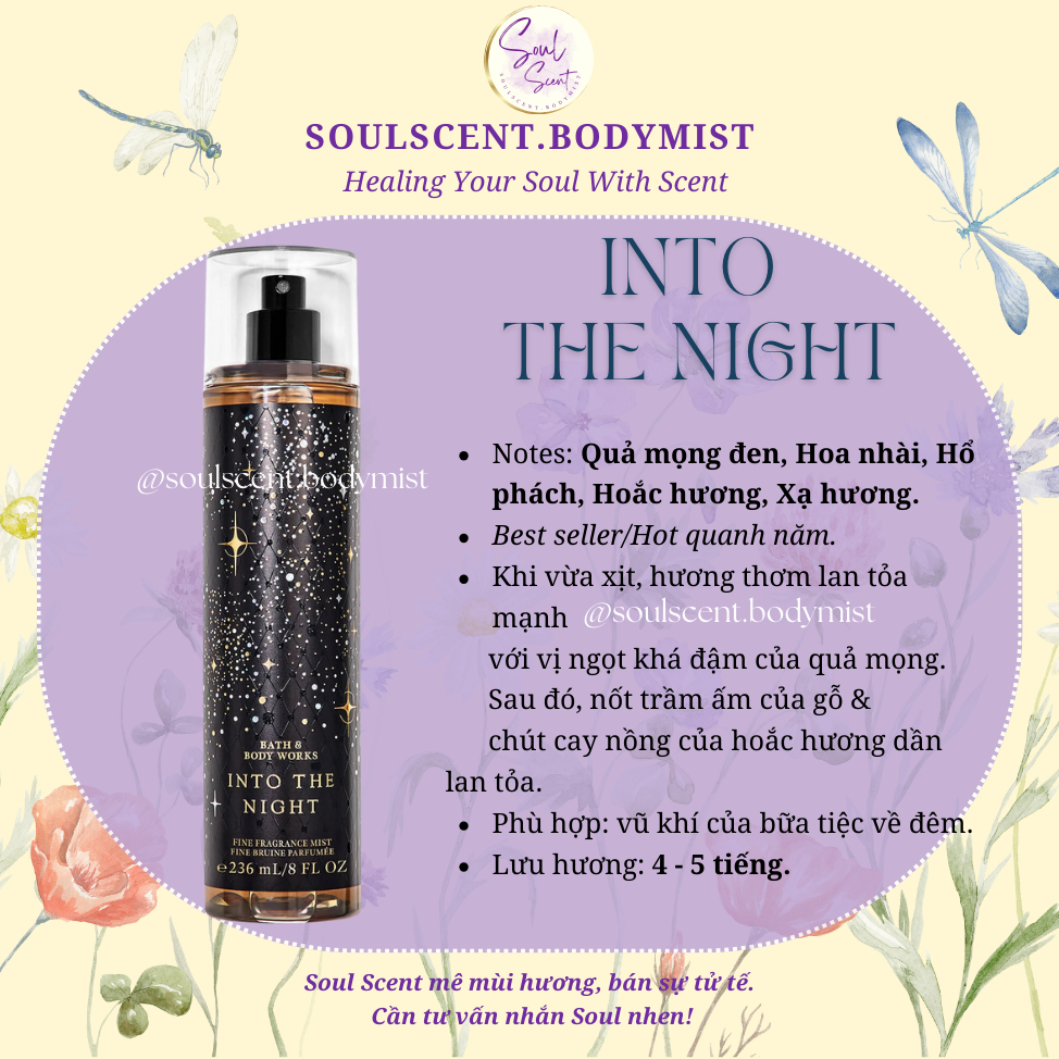INTO THE NIGHT Body mist xịt thơm nước hoa toàn thân Bath & Body Works (AUTH Mỹ) | Soul Scent