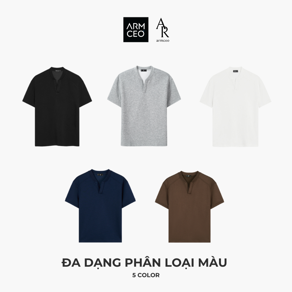 Áo thun ngắn tay cleanfit  ARMCEO cổ V victor chất liệu cotton spandex -ART03 | BigBuy360 - bigbuy360.vn