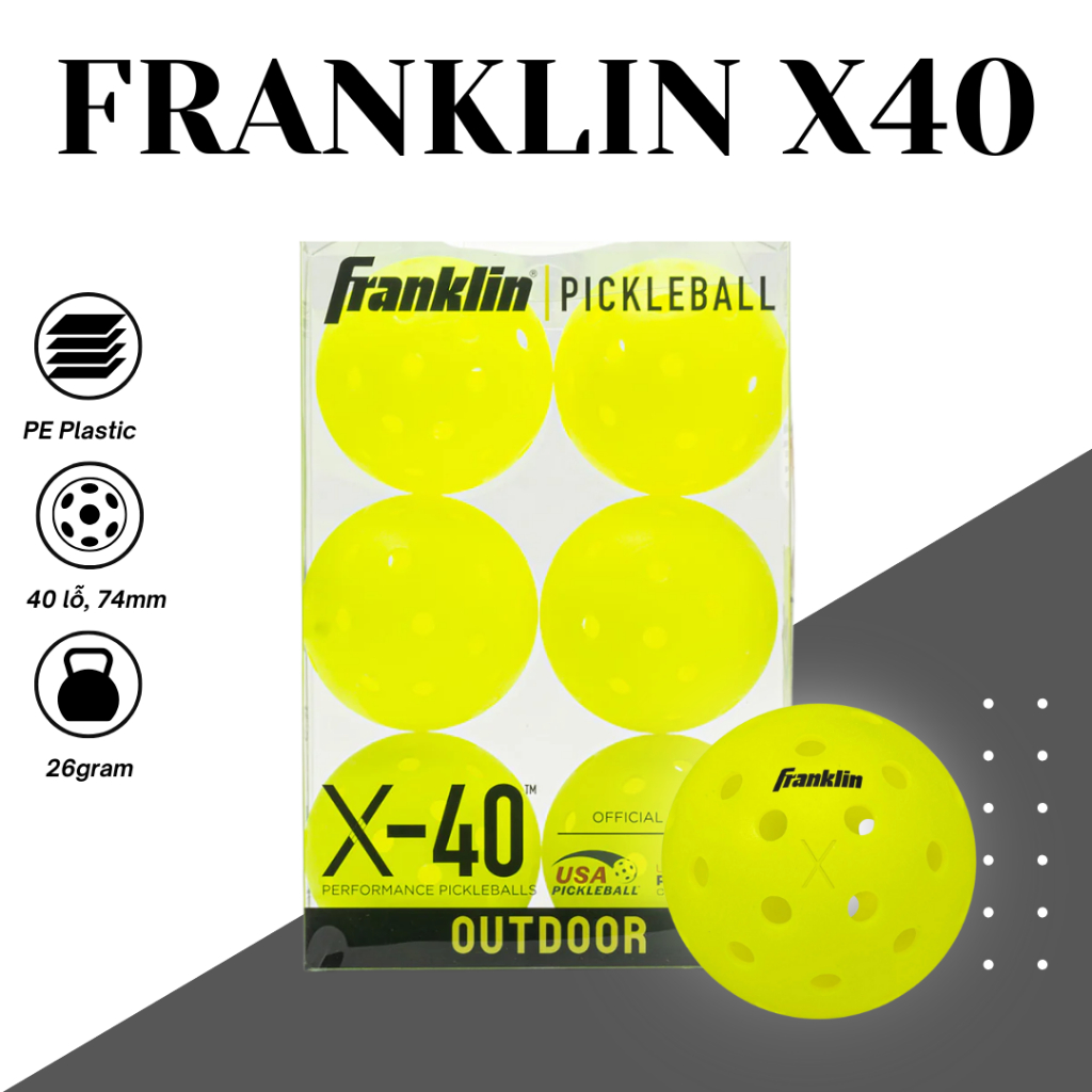 [CHÍNH HÃNG] Bóng Pickleball Franklin X40 Outdoor chuẩn thi đấu USAPA